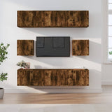 Set Mobili Porta TV 8 pz Rovere Fumo in Legno truciolato