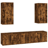 Set di Mobili Porta TV 5 pz Rovere Fumo in Legno truciolato