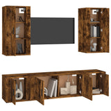 Set di Mobili Porta TV 5 pz Rovere Fumo in Legno truciolato