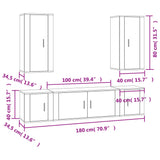 Set di Mobili Porta TV 5 pz Rovere Fumo in Legno truciolato