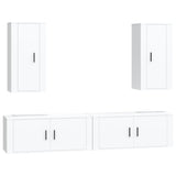 Set di Mobili Porta TV 4 pz Bianco in Legno truciolato