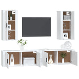 Set di Mobili Porta TV 4 pz Bianco in Legno truciolato