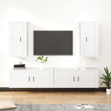 Set di Mobili Porta TV 4 pz Bianco in Legno truciolato