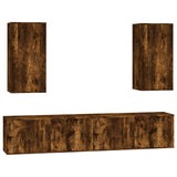 Set di Mobili Porta TV 4 pz Rovere Fumo in Legno truciolato