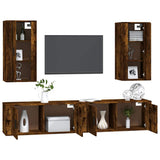 Set di Mobili Porta TV 4 pz Rovere Fumo in Legno truciolato