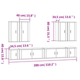Set Mobili Porta TV 8pz Bianco in Legno truciolato