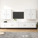 Set Mobili Porta TV 8pz Bianco in Legno truciolato