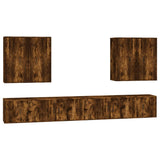 Set Mobili Porta TV 8 pz Rovere Fumo in Legno truciolato
