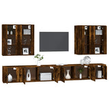 Set Mobili Porta TV 8 pz Rovere Fumo in Legno truciolato