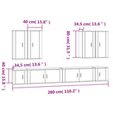 Set Mobili Porta TV 8 pz Rovere Fumo in Legno truciolato
