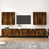 Set Mobili Porta TV 8 pz Rovere Fumo in Legno truciolato