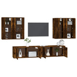 Set di Mobili Porta TV 6 pz Rovere Fumo in Legno truciolato