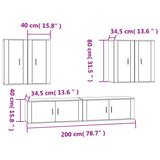 Set di Mobili Porta TV 6 pz Rovere Fumo in Legno truciolato