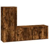 Set Mobili Porta TV 2 pz Rovere Fumo in Legno truciolato