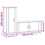 Set Mobili Porta TV 2 pz Rovere Fumo in Legno truciolato