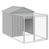 Gabbia per polli con recinto grigio chiaro 117x201x123 cm in acciaio zincato