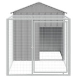 Gabbia per polli con recinto grigio chiaro 117x201x123 cm in acciaio zincato