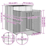 Casetta Cani con Corsa Antracite 165x251x181 cm Acciaio Zincato