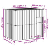 Casetta Cani con Tetto Antracite 214x153x181 cm Acciaio Zincato