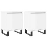 Comodini 2 pz Bianco Lucido 40x30x50 cm in Legno truciolato