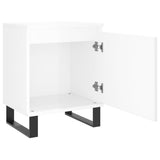Comodini 2 pz Bianco Lucido 40x30x50 cm in Legno truciolato