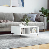 Tavolino da Salotto Bianco Lucido 60x60x30 cm Legno truciolato