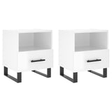 Comodini 2 pz Bianco Lucido 40x35x47,5 cm in Legno truciolato