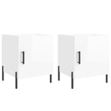 Comodini 2 pz Bianco Lucido 40x40x50 cm in Legno truciolato