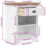 Comodino BODO 53x38,5x67 cm in Legno Massello di Pino Marrone