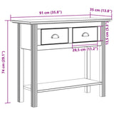 Tavolo Consolle BODO 91x35x74 cm Legno Massello Pino Bianco