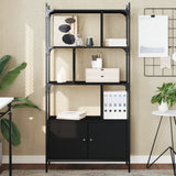 Libreria con Ante Nera 76,5x30x154,5 cm Legno truciolato