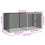 Gabbia per polli con tetto antracite 203x98x90 cm in acciaio zincato