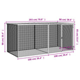 Gabbia per polli con tetto antracite 203x98x90 cm in acciaio zincato