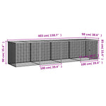 Gabbia Polli Tetto Grigio Chiaro 403x98x90 cm Acciaio Zincato