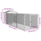 Casetta Cani con Tetto Antracite 117x405x123 cm Acciaio Zincato