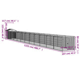 Casetta Cani con Tetto Antracite 117x1221x123cm Acciaio Zincato