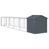 Pollaio con Area Corsa Antracite 117x609x123 cm Acciaio Zincato