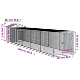 Pollaio con Area Corsa Antracite 117x609x123 cm Acciaio Zincato