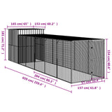 Pollaio con Area Corsa Antracite 165x659x181 cm Acciaio Zincato