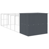 Casetta Cani con Corsa Antracite 214x661x181 cm Acciaio Zincato