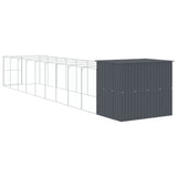Casetta Cani con Corsa Antracite 214x1069x181cm Acciaio Zincato