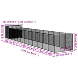 Casetta Cani con Corsa Antracite 214x1273x181cm Acciaio Zincato