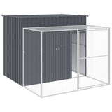 Casetta Cani con Corsa Antracite 214x253x181 cm Acciaio Zincato