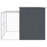 Casetta Cani con Corsa Antracite 214x253x181 cm Acciaio Zincato