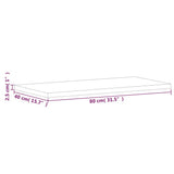 Piano Bagno 80x40x2,5 cm Legno Massello di Faggio
