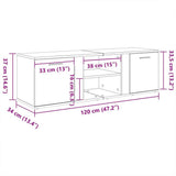 Mobile Porta TV Rovere Fumo 120x34x37 cm Legno truciolato