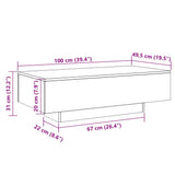 Tavolino Salotto Grigio Cemento 100x49,5x31cm Legno truciolato