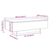 Tavolino Salotto Bianco Lucido 100x49,5x31 cm Legno truciolato