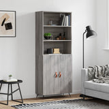 Credenza Grigio Sonoma 69,5x34x180 cm in Legno truciolato