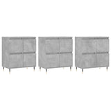 Credenze 3 pz Grigio Cemento in Legno truciolato